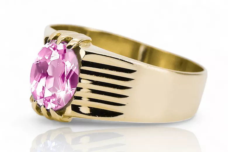 Amethyst Aur galben 14K Inel Vintage vrc007y-am Art Deco Bijuterii din URSS, stil rusesc